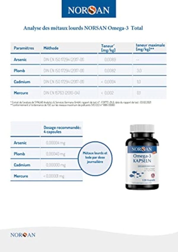 NORSAN oméga 3 gélules 120 pièces / 1.500mg d'oméga 3 par portion/complément alimentaire omega 3 avec 707mg EPA & – Image 7