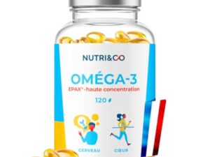 NUTRI & CO Omega 3 Huile de Poissons Sauvages EPAX®, Haute Concentration EPA DHA & Vitamine E - Issu de Pêche Durable & Huile de Poisson Pure, 120 capsules Anti Oxydation, Made in France