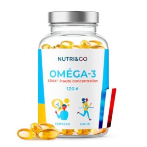 NUTRI & CO Omega 3 Huile de Poissons Sauvages EPAX®, Haute Concentration EPA DHA & Vitamine E - Issu de Pêche Durable & Huile de Poisson Pure, 120 capsules Anti Oxydation, Made in France