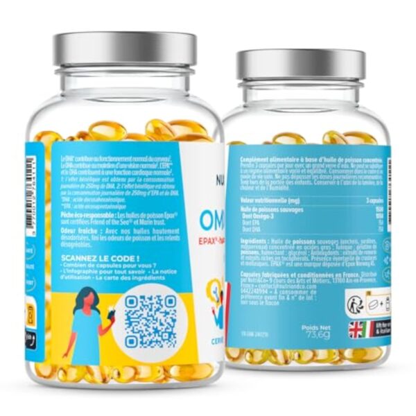 NUTRI & CO Omega 3 Huile de Poissons Sauvages EPAX®, Haute Concentration EPA DHA & Vitamine E - Issu de Pêche Durable & Huile de Poisson Pure, 120 capsules Anti Oxydation, Made in France – Image 3