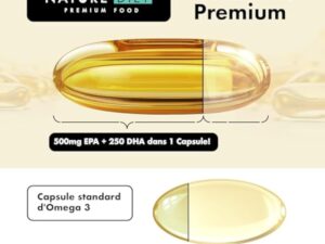 Nature Diet Omega 3 Premium - 2000 mg avec 1500 mg d'EPA et de DHA - 120 capsules molles d'huile de poisson Omega 3 à haute concentration - Approvisionnement de 2 mois