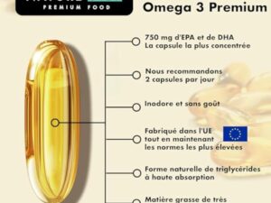 Nature Diet Omega 3 Premium - 2000 mg avec 1500 mg d'EPA et de DHA - 120 capsules molles d'huile de poisson Omega 3 à haute concentration - Approvisionnement de 2 mois