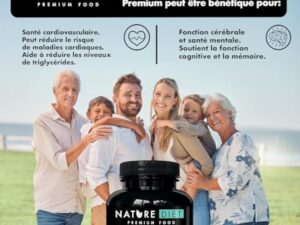 Nature Diet Omega 3 Premium - 2000 mg avec 1500 mg d'EPA et de DHA - 120 capsules molles d'huile de poisson Omega 3 à haute concentration - Approvisionnement de 2 mois