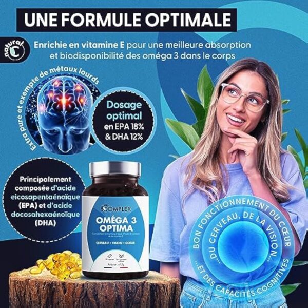 OMEGA 3 | Huile de poisson bleu sauvage, Haute concentration 2000mg, Riche en EPA & DHA | Système immunitaire, vision, mémoire, santé cardiovasculaire | Pêche durable | 90 Capsules | Made in France – Image 5