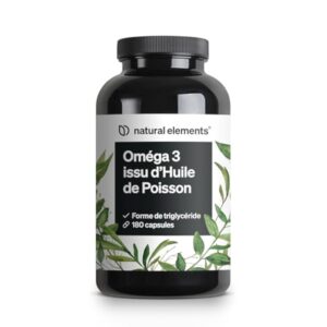 Omega 3-180 Capsules - 2000mg d'Huile de Poisson par dose journalière - Forme Triglycéride avec EPA et DHA - Testé en laboratoire, soigneusement purifié à partir d'Anchois Péruviens