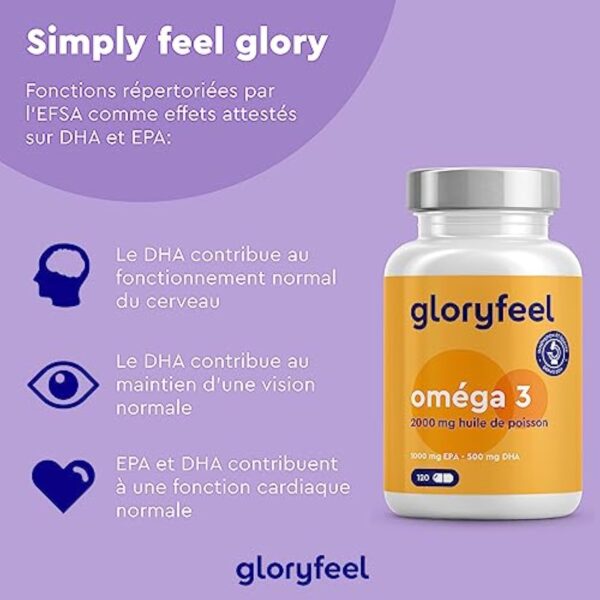 Omega 3 2000 mg Huile de Poissons Sauvages, Oméga 3 sous Forme Triglycérides Réestérifiées rTG, 1000mg EPA + 500mg DHA, Gélules Fortement Dosées, Source d'Acides Gras Essentiels, Sans Odeur – Image 6