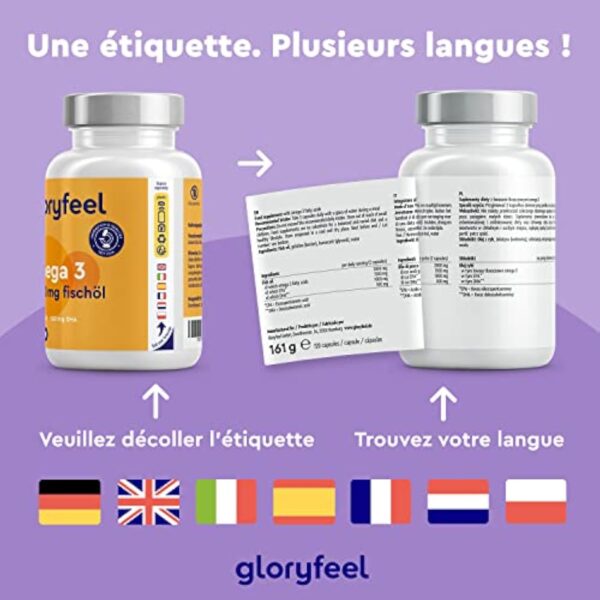 Omega 3 2000 mg Huile de Poissons Sauvages, Oméga 3 sous Forme Triglycérides Réestérifiées rTG, 1000mg EPA + 500mg DHA, Gélules Fortement Dosées, Source d'Acides Gras Essentiels, Sans Odeur – Image 8