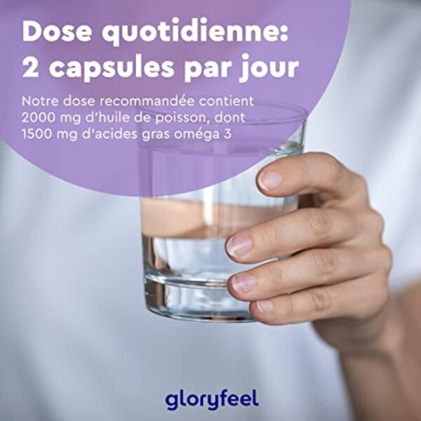 Omega 3 2000 mg Huile de Poissons Sauvages, Oméga 3 sous Forme Triglycérides Réestérifiées rTG, 1000mg EPA + 500mg DHA, Gélules Fortement Dosées, Source d'Acides Gras Essentiels, Sans Odeur – Image 9