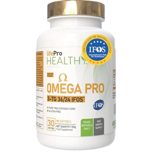 Omega 3 Capsules IFOS 3000mg avec Vitamine E, 30-90 portions - Life Pro Healthy, 35% EPA et 25% DHA, 3000mg par dose journalière, Supplément pour la santé cardiovasculaire, Huile Pure et distillée – Image 2