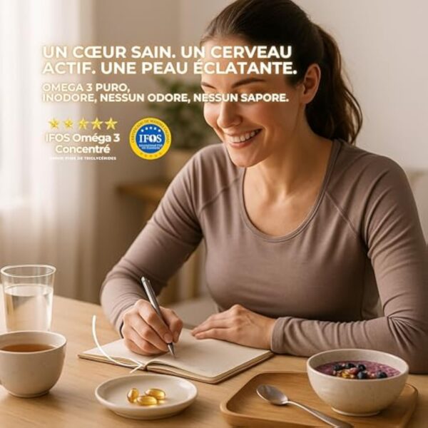 Omega 3 Capsules IFOS 3000mg avec Vitamine E, 30-90 portions - Life Pro Healthy, 35% EPA et 25% DHA, 3000mg par dose journalière, Supplément pour la santé cardiovasculaire, Huile Pure et distillée – Image 3