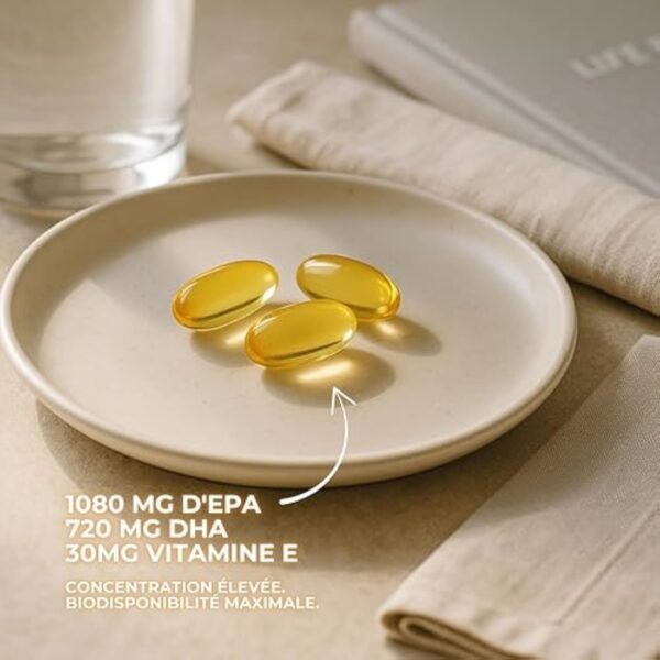 Omega 3 Capsules IFOS 3000mg avec Vitamine E, 30-90 portions - Life Pro Healthy, 35% EPA et 25% DHA, 3000mg par dose journalière, Supplément pour la santé cardiovasculaire, Huile Pure et distillée – Image 4