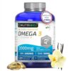 Omega 3 DHA EPA 2000mg (2 Capsules) - EPA 1000mg & DHA 500mg - Avec Vitamine E et Saveur Vanille - 120 Capsules (4 Mois) - Fabriqué en France - Santé Cœur, Cerveau, Vision - Huile de Poisson Sauvage