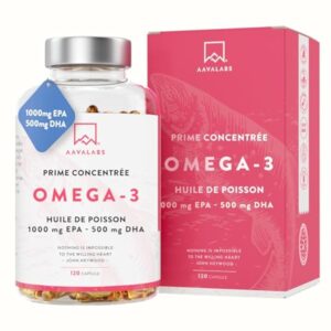 Omega 3 DHA EPA Huile de Poisson Sauvage 2000mg: 1000mg EPA + 500mg DHA par dose (2 gélules) - Complement Alimentaire Omega3 Fish Oil Concentration Pure et Forte en Oméga 3 et Vitamine E - 120 Gélules