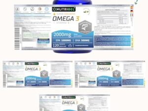 Omega 3 DHA EPA 2000mg (2 Capsules) - EPA 1000mg & DHA 500mg - Avec Vitamine E et Saveur Vanille - 120 Capsules (4 Mois) - Fabriqué en France - Santé Cœur, Cerveau, Vision - Huile de Poisson Sauvage