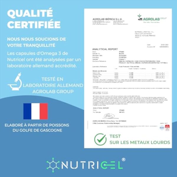 Omega 3 DHA EPA 2000mg (2 Capsules) - EPA 1000mg & DHA 500mg - Avec Vitamine E et Saveur Vanille - 120 Capsules (4 Mois) - Fabriqué en France - Santé Cœur, Cerveau, Vision - Huile de Poisson Sauvage – Image 9