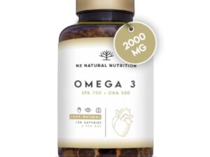 Omega 3 Fish Oil 2000 mg, 700 mg EPA et 500 mg DHA. Huile de Poisson et Vitamine E. Aide à Améliorer et Protection la Vision, Cerveau et Coeur. Régule le cholestérol.120 Gélules N2 Natural Nutrition