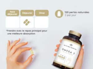 Omega 3 Fish Oil 2000 mg, 700 mg EPA et 500 mg DHA. Huile de Poisson et Vitamine E. Aide à Améliorer et Protection la Vision, Cerveau et Coeur. Régule le cholestérol.120 Gélules N2 Natural Nutrition