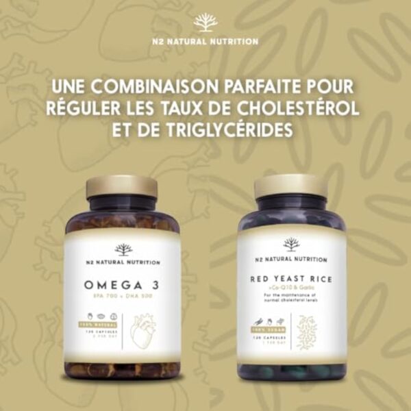 Omega 3 Fish Oil 2000 mg, 700 mg EPA et 500 mg DHA. Huile de Poisson et Vitamine E. Aide à Améliorer et Protection la Vision, Cerveau et Coeur. Régule le cholestérol.120 Gélules N2 Natural Nutrition – Image 8