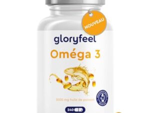 Omega 3 Gélules Hautement Dosés - 3000mg d'huile de poisson (forme triglycéride) - 240 gélules & vitamine E (antioxydant) pour un apport idéal en EPA & DHA - Huile de poisson pure oméga 3