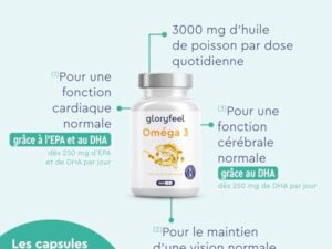 Omega 3 Gélules Hautement Dosés - 3000mg d'huile de poisson (forme triglycéride) - 240 gélules & vitamine E (antioxydant) pour un apport idéal en EPA & DHA - Huile de poisson pure oméga 3