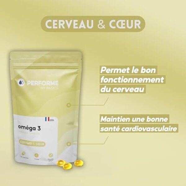 Oméga 3 - Huile de Poissons Sauvages EPAX® - Cerveau & Cœur - 400mg dont 200mg EPA +150mg DHA - 30 capsules -1 mois de cure - Issu de pêche durable - My Basics Performe – Image 3
