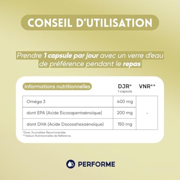 Oméga 3 - Huile de Poissons Sauvages EPAX® - Cerveau & Cœur - 400mg dont 200mg EPA +150mg DHA - 30 capsules -1 mois de cure - Issu de pêche durable - My Basics Performe – Image 9