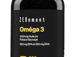 Oméga 3 Huile de Poissons Sauvages 2000mg - Haute Concentration en EPA (700mg) & DHA (500mg) Soutien Fonction Cardiaque et une Vision Normale - Forte Concentration en Acides Gras Essentiels