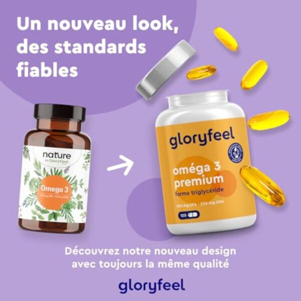 Oméga 3 Huile de Poissons Sauvages, 500mg EPA et 250mg DHA, Acides Gras Essentiels Omega 3, Soutient Cardiaque, Cérébrale et Vision, 120 Capsules pour 4 Mois, Pêche Durable, Sans Odeur – Image 3