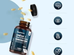 Oméga 3 Huile de Poisson 400 Gélules pour +1 An d'Apport, Fish Oil Omega 3 EPA DHA sans Odeur, Selon l'EFSA, l'EPA et le DHA Contribuent au Fonctionnement Normal du Cœur, Enrichi en Vitamine E