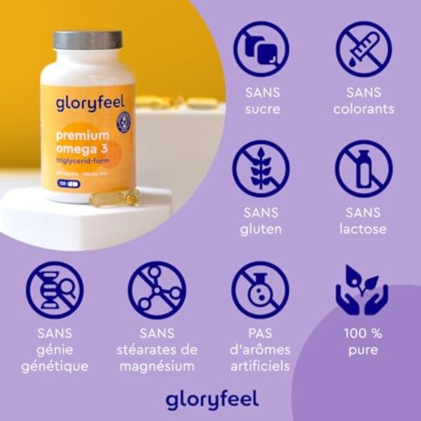 Oméga 3 Huile de Poissons Sauvages, 500mg EPA et 250mg DHA, Acides Gras Essentiels Omega 3, Soutient Cardiaque, Cérébrale et Vision, 120 Capsules pour 4 Mois, Pêche Durable, Sans Odeur – Image 4