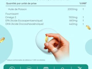 Oméga 3 Huile de Poisson Gélules 2000mg, 240 Gélules pour 4 Mois - avec EPA 660mg & DHA 440mg, Fish Oil Omega 3 sans Odeur, Selon l'EFSA, l'EPA et le DHA Contribuent au Fonctionnement Normal du Cœur