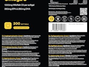 Oméga 3 Huile de Poissons Sauvages 2000mg - Haute Concentration en EPA (700mg) & DHA (500mg) Soutien Fonction Cardiaque et une Vision Normale - Forte Concentration en Acides Gras Essentiels