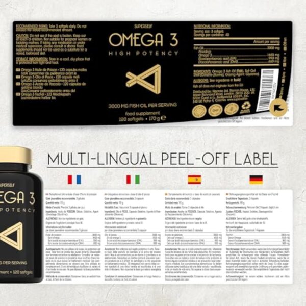 Oméga 3 Huile de Poissons Sauvages - 3000mg Triple Concentration - EPA 990mg & DHA 660mg - 120 Gélules Omega3 - Soutien Cardiaque, Vision, Cérébrale – Image 8