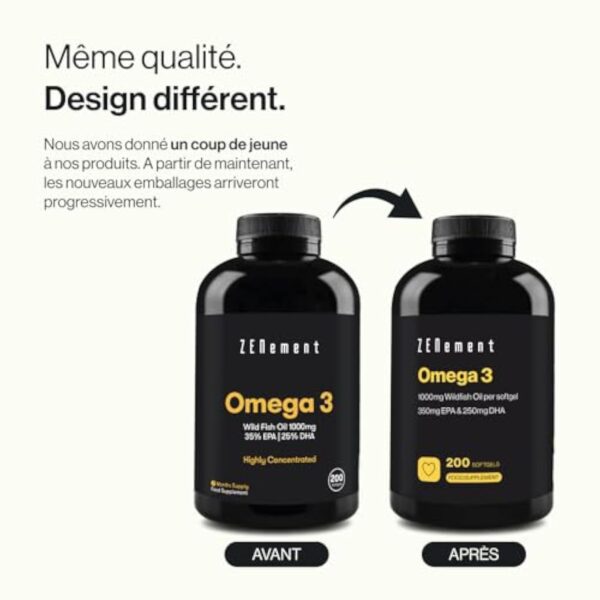 Oméga 3 Huile de Poissons Sauvages 2000mg - Haute Concentration en EPA (700mg) & DHA (500mg) Soutien Fonction Cardiaque et une Vision Normale - Forte Concentration en Acides Gras Essentiels – Image 9