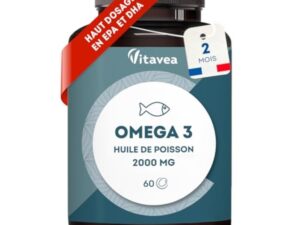 Omega 3 Huile de Poissons Sauvages 2 000mg - Haute concentration en EPA (1 000mg) et DHA (500mg) - Soutien des fonctions cognitives et visuelles - Fabriqué en France - Vitavea