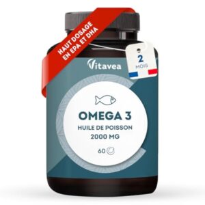 Omega 3 Huile de Poissons Sauvages 2 000mg - Haute concentration en EPA (1 000mg) et DHA (500mg) - Soutien des fonctions cognitives et visuelles - Fabriqué en France - Vitavea