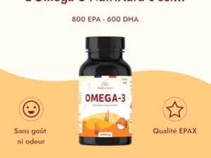 Omega 3 Huile de Poissons Sauvages 2000mg EPAX®, Très Haute Concentration EPA (800mg) et DHA (600mg), Totox < 3, 60 Capsules, Vitamine E, Anti Oxydation, Fabriqué en France