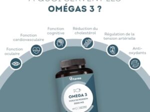 Omega 3 Huile de Poissons Sauvages 2 000mg - Haute concentration en EPA (1 000mg) et DHA (500mg) - Soutien des fonctions cognitives et visuelles - Fabriqué en France - Vitavea