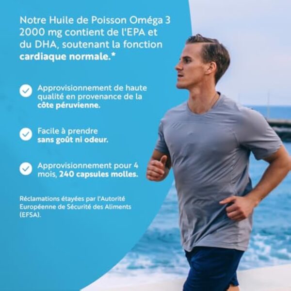 Omega 3 Huile de Poissons Sauvages 2000mg - 240 Gélules (120 Jours) - Haute Concentration en EPA (660mg) & DHA (440mg) Soutien Fonction Cardiaque et une Vision Normale - Fabriqué par Nutravita – Image 4
