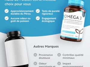 Omega 3 Huile de Poissons Sauvages 2000mg - 240 Gélules (120 Jours) - Haute Concentration en EPA (660mg) & DHA (440mg) Soutien Fonction Cardiaque et une Vision Normale - Fabriqué par Nutravita