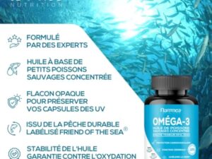Omega 3 - Huile de poissons sauvages - Fish Oil - Musculation - Articulations - Booster de mémoire puissant - Riche en acides gras - Haute concentration en EPA & DHA - 120 capsules