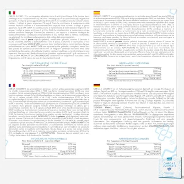 Omega 3 IFOS 5 étoiles Certifié Avec Vitamine D3 2000 UI Et E PiùLife, 60 Softgels, Huile De Poisson Omega 3 DHA EPA 2000 mg et 1000 mg par dose, Soutien Cœur, Vue, Os, Cerveau – Image 8