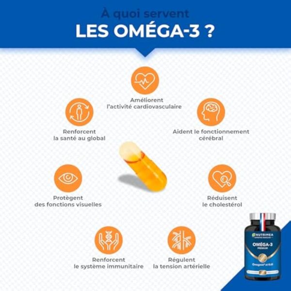 Omega 3 & Krill d'Antarctique | Breveté Omegavie® | Huile de Poissons Sauvages | Antioxydant Naturel | Cognition & Système Immunitaire | Concentré en Astaxanthine | Fabrication Française | Nutrimea – Image 3
