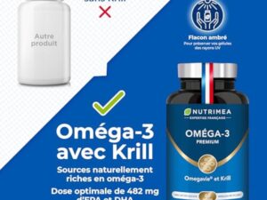 Omega 3 & Krill d'Antarctique | Breveté Omegavie® | Huile de Poissons Sauvages | Antioxydant Naturel | Cognition & Système Immunitaire | Concentré en Astaxanthine | Fabrication Française | Nutrimea