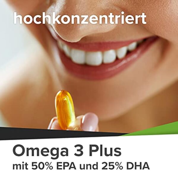 Omega 3 Plus 3 fois plus fort, 1000 mg d'huile de poisson 500mg EPA 250mg DHA par gélule, pureté testée en laboratoire à partir de pêche durable, 120 gélules 4 mois – Image 3