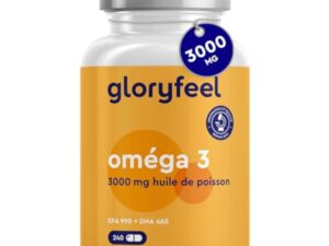 Oméga 3 capsules hautement dosées - 3000mg d'huile de poisson (990mg EPA + 660mg DHA) - 240 gélules sous forme de triglycérides - Huile de poisson hautement biodisponible - Triple action
