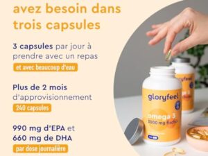 Oméga 3 capsules hautement dosées - 3000mg d'huile de poisson (990mg EPA + 660mg DHA) - 240 gélules sous forme de triglycérides - Huile de poisson hautement biodisponible - Triple action