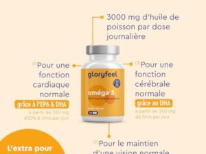 Oméga 3 capsules hautement dosées - 3000mg d'huile de poisson (990mg EPA + 660mg DHA) - 240 gélules sous forme de triglycérides - Huile de poisson hautement biodisponible - Triple action