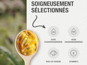 Oméga 3 concentration maximale EPA - DHA. Acides gras oméga 3 (2 000 mg) + vitamine E à base d'huile de poisson sauvage. 120 perles molles