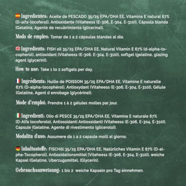 Oméga 3 concentration maximale EPA - DHA. Acides gras oméga 3 (2 000 mg) + vitamine E à base d'huile de poisson sauvage. 120 perles molles – Image 8